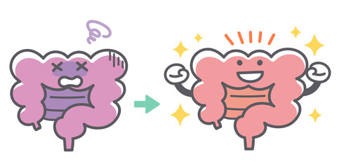 人間の腸の病気から回復するビフォーアフター