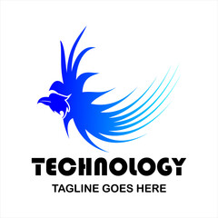 technology vector logo for company or group, abstract logo flying eagle illustration, modern template, simple and minimalist logotype, just what you want