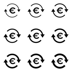 Set of euro money icon, Collection of eu business sign, market economy vector illustration