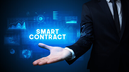 Hand of Businessman holding motivational message