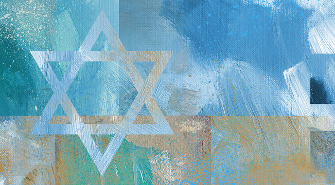 Graphic abstract Star of David  brushstroke background texture