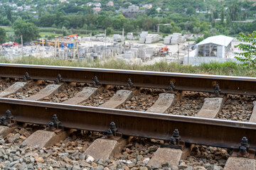 Industrial landscape with a view of the railway tracks