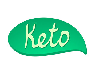 Keto oval badge. Ketogenic diet. Plant based vegan food product label. Green  stamp. Logo or icon. Sticker. Vegeterian. Keto approved friendly. 