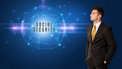 businessman thinking about security concept