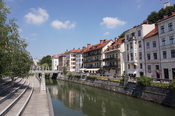 Fototapeta na wymiar View on the canal of Ljubljana, Slovenia