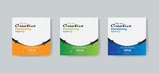 Digital marketing agency business social media post collection design template