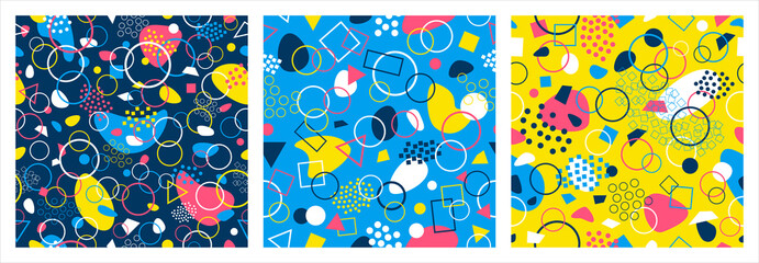 Set of abstract vector seamless pattern. Abstract contemporary modern trendy vector illustration. Children's design. Texture for design wallpaper, posters, illustrations