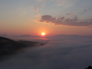 foggy sunrise