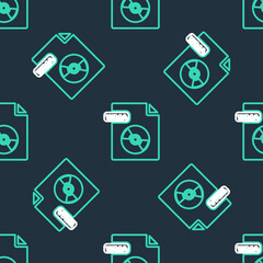 Line WMA file document. Download wma button icon isolated seamless pattern on black background. WMA file symbol. Wma music format sign. Vector