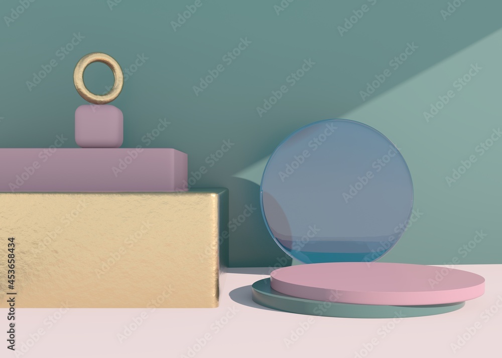 Poster abstract empty podium with shadow. mock up stand for product presentation. 3d render. minimal concep