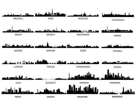 European and asian skylines