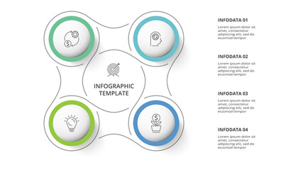 Creative concept for infographic with 4 steps, options, parts or processes. Business data visualization.