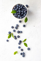 Blueberries in a cup on a white background