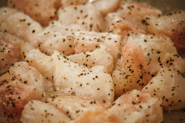 Prepping and seasoning grouper meal 