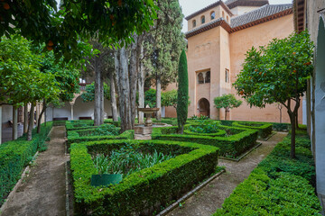 Patio de los Naranjos in the Alhambra in Granada in Spain