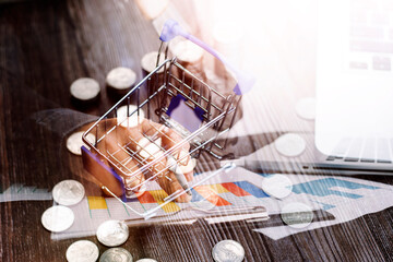 business finance technology and investment concept. Stock Market Investments Funds and Digital Assets. businessman analyzing forex trading graph financial data. Business finance background.