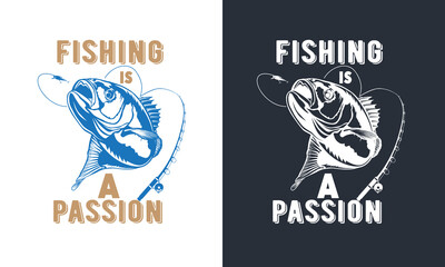 Fishing quote vector design template and fishing lover Tee shirt vintage typography banner poster label design for business.