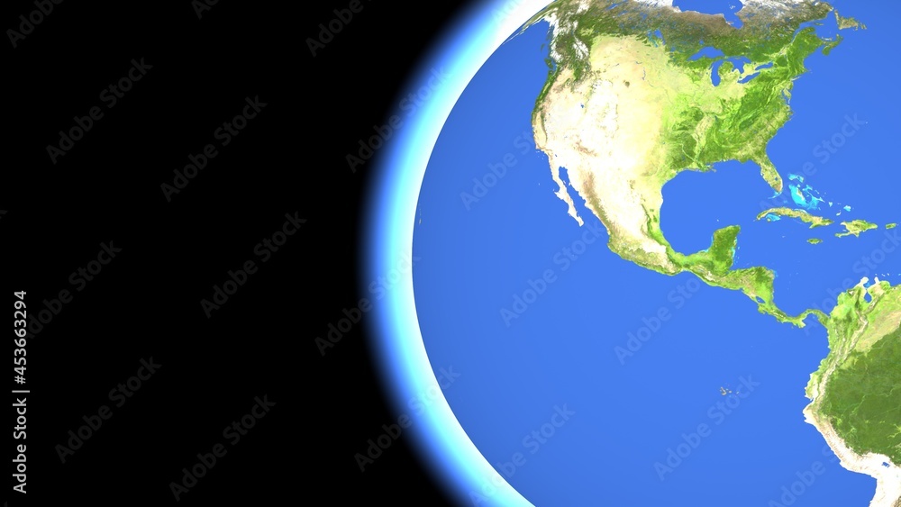 Poster glowing planet earth on a black background. rendering an image.