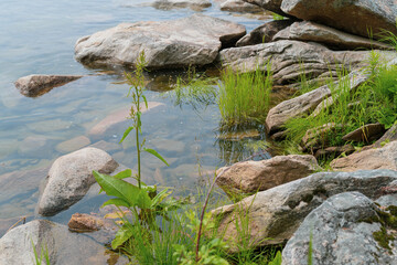 Picturesque view of Lake Baikal is a rift lake located in southern Siberia, Russia. The largest freshwater lake by volume in the world. A Natural Wonder Of The World.