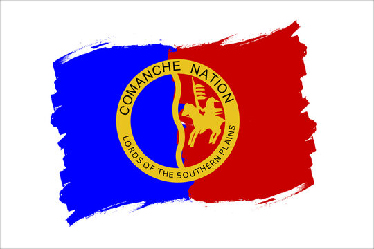 Flag of the Comanche Nation, USA. The Comanche banner brush concept. Horizontal vector Illustration isolated on white background.  