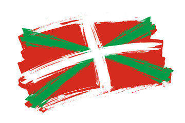 The Basque Country flag, Spain. Spanish region  banner brush concept. Horizontal vector Illustration isolated on white background.  