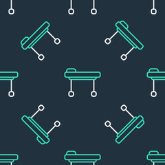 Line Stretcher icon isolated seamless pattern on black background. Patient hospital medical stretcher. Vector