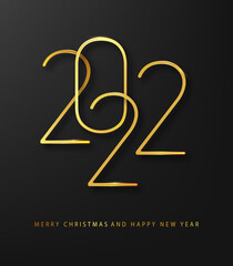Holyday banner with golden 2021 New Year logo. Holiday greeting card. Holiday design for greeting card, invitation, calendar, etc
