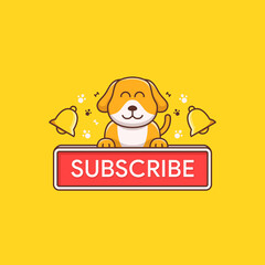 cute dog illustration with subscribe button