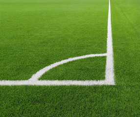 Fototapeta premium soccer floor corner, border, corner kick line, texture or pattern, source