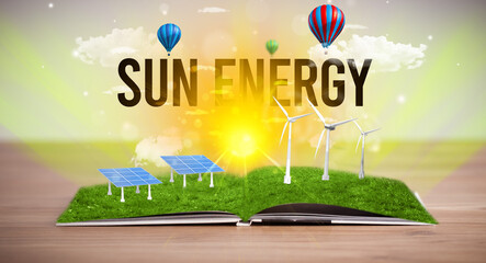 Open book, renewable energy concept