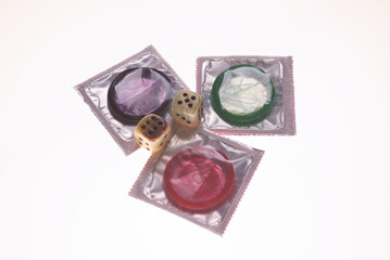 Colorful condoms background.