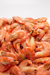 Fresh shrimps in ice.