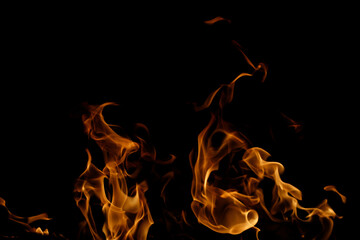 Flames and fire in the dark