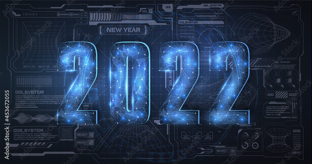 Aufkleber modern futuristic technology template for 2022. new year 2022 in style hud,gui, ux. futuristic backg