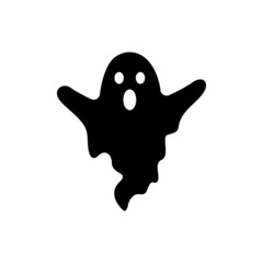 Cute Halloween Ghost Silhouette Icon. Spooky and Scary Monster Halloween Glyph Pictogram. Funny Dark Ghost under Sheet for Halloween Icon. Isolated Vector Illustration