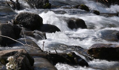 water flowing over rocks