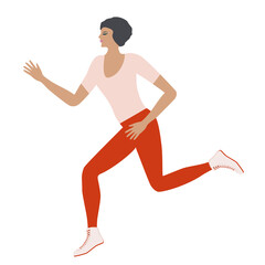 Runner - pretty woman jogging - isolated on white background - vector. Design element. Sports motivation.