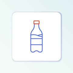 Line Sport bottle with water icon isolated on white background. Colorful outline concept. Vector