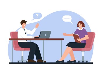 Job interview. Recrutment or Employment service.