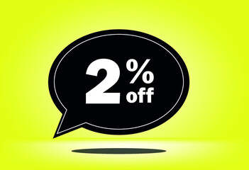 2% off - black and yellow floating balloon - with yellow background - banner for discount and reduction promotional offers