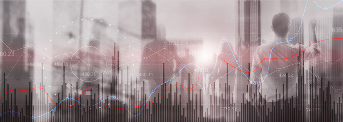 Analytics Banner. Finance Banking Business and Investment concept