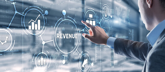 Fototapeta na wymiar Revenue. Raising income concept. The businessman plans to increase his revenue