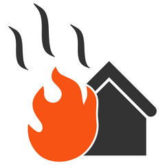 House fire vector illustration. Flat illustration iconic design of house fire, isolated on a white background.