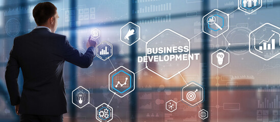 Business Development. Financial Plan Strategy Development Process Graphic 3D Concept