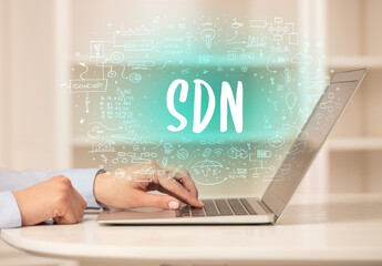 hand working on new modern computer