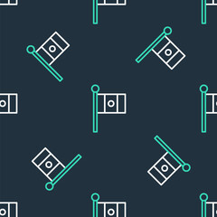 Line Mexico flag on flagpole icon isolated seamless pattern on black background. Vector