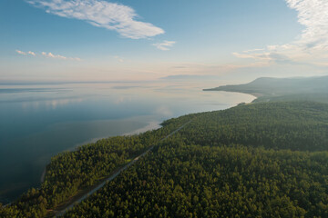 Summertime imagery of Lake Baikal in morning is a rift lake located in southern Siberia, Russia....