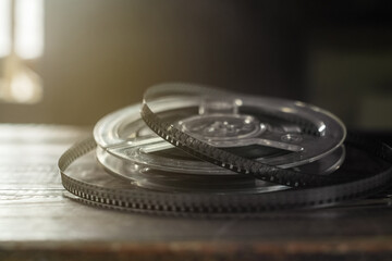 Old reels with black and white film stock