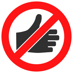 Forbidden thumb up vector illustration. Flat illustration iconic design of forbidden thumb up, isolated on a white background.