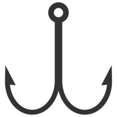 Double fish hook vector illustration. Flat illustration iconic design of double fish hook, isolated on a white background.